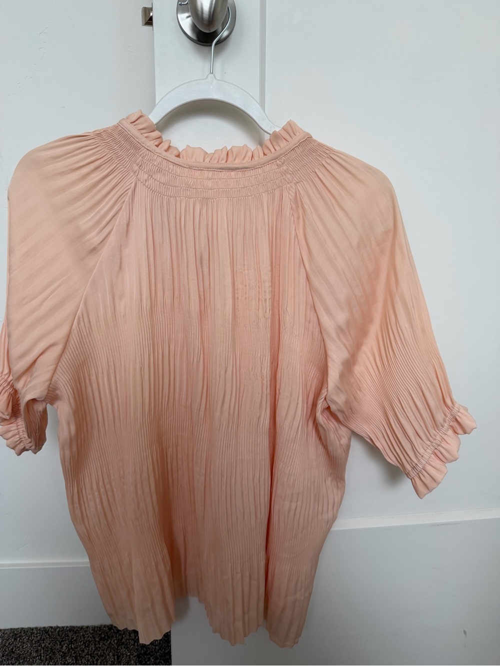 bohme Pleated Short-Sleeve Blouse in Peach